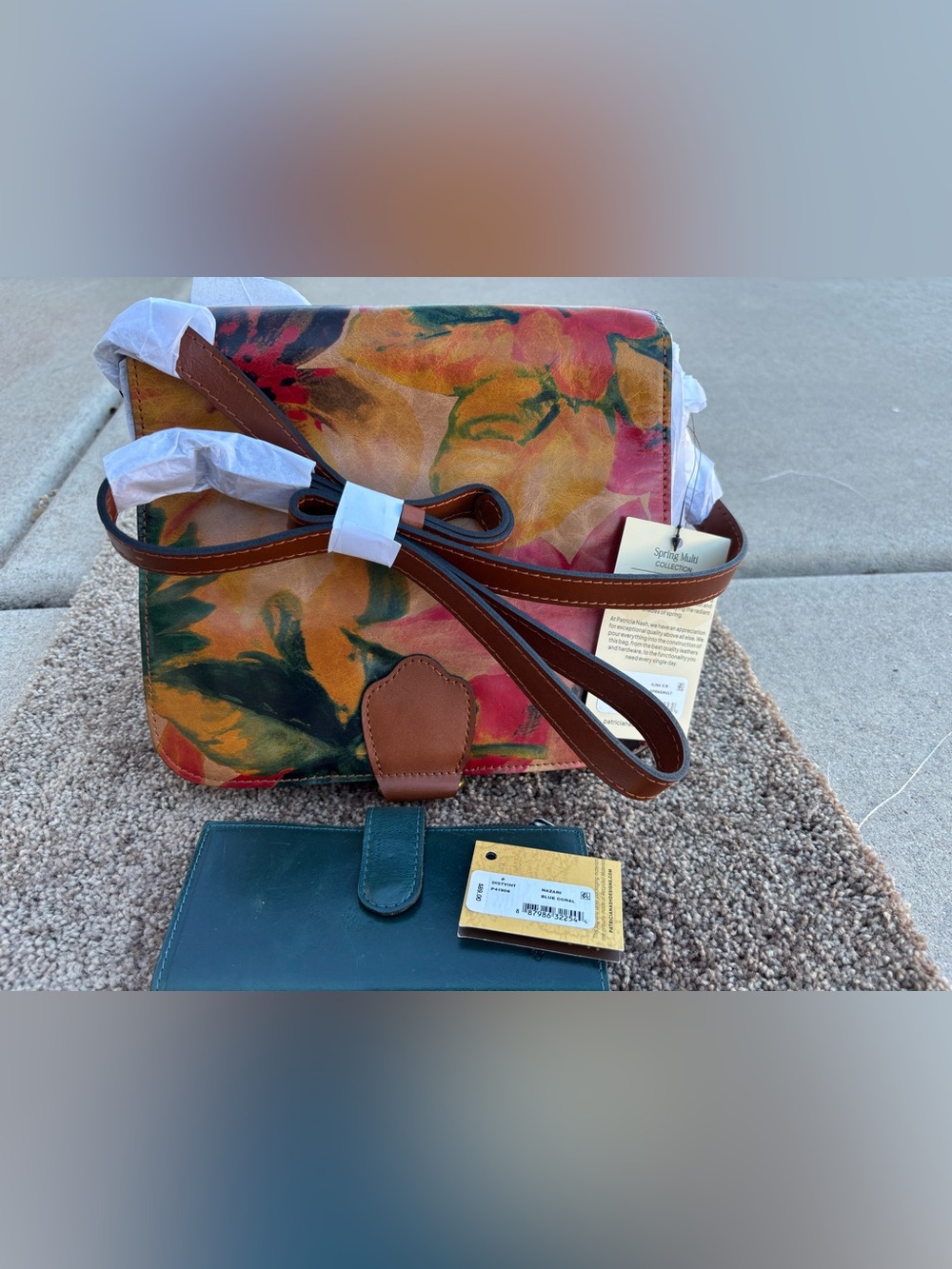 NWT “Spring Multi” Floral Leather bag with matching wallet